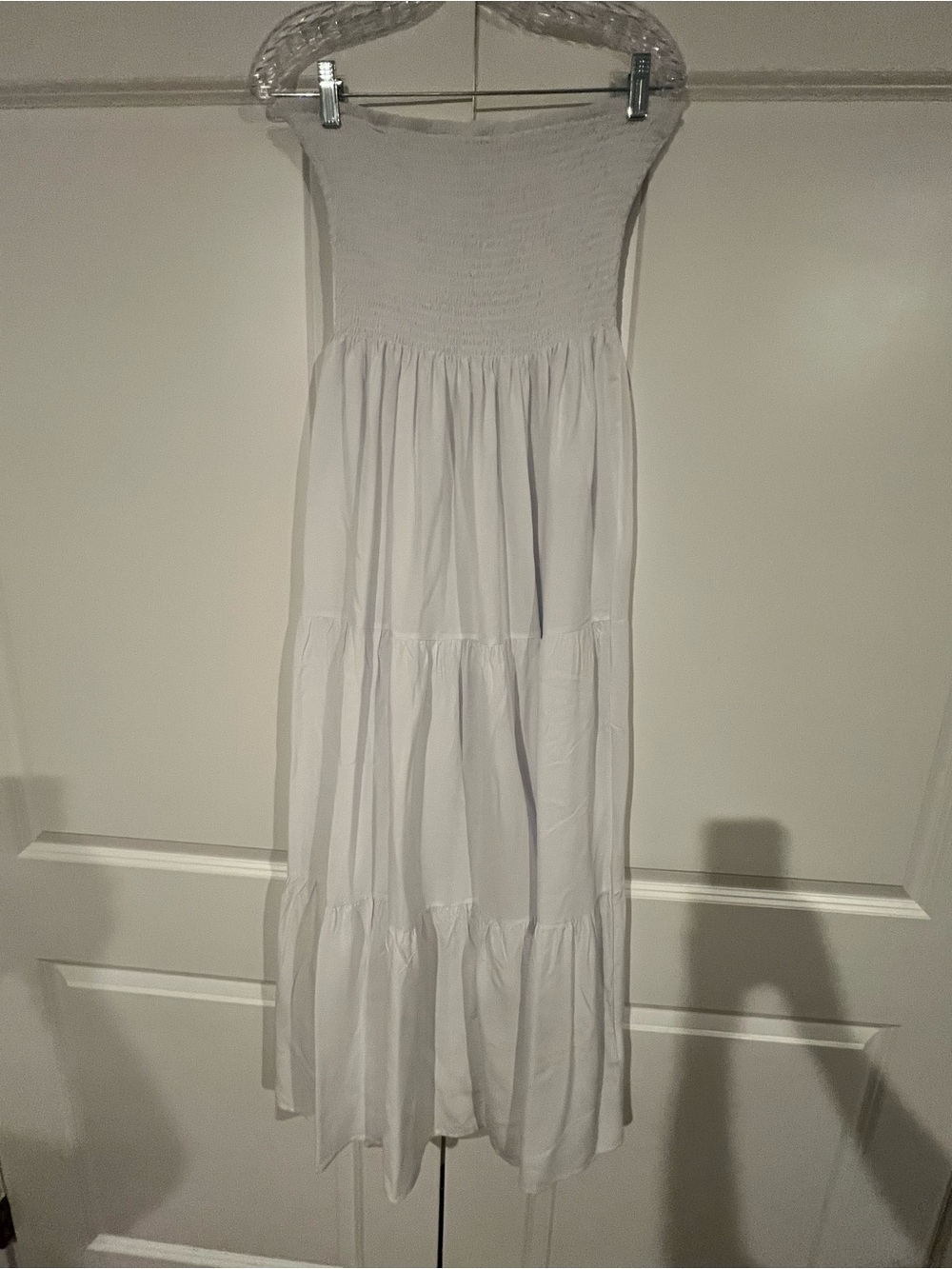 Classic White Strapless Tiered Maxi Dress